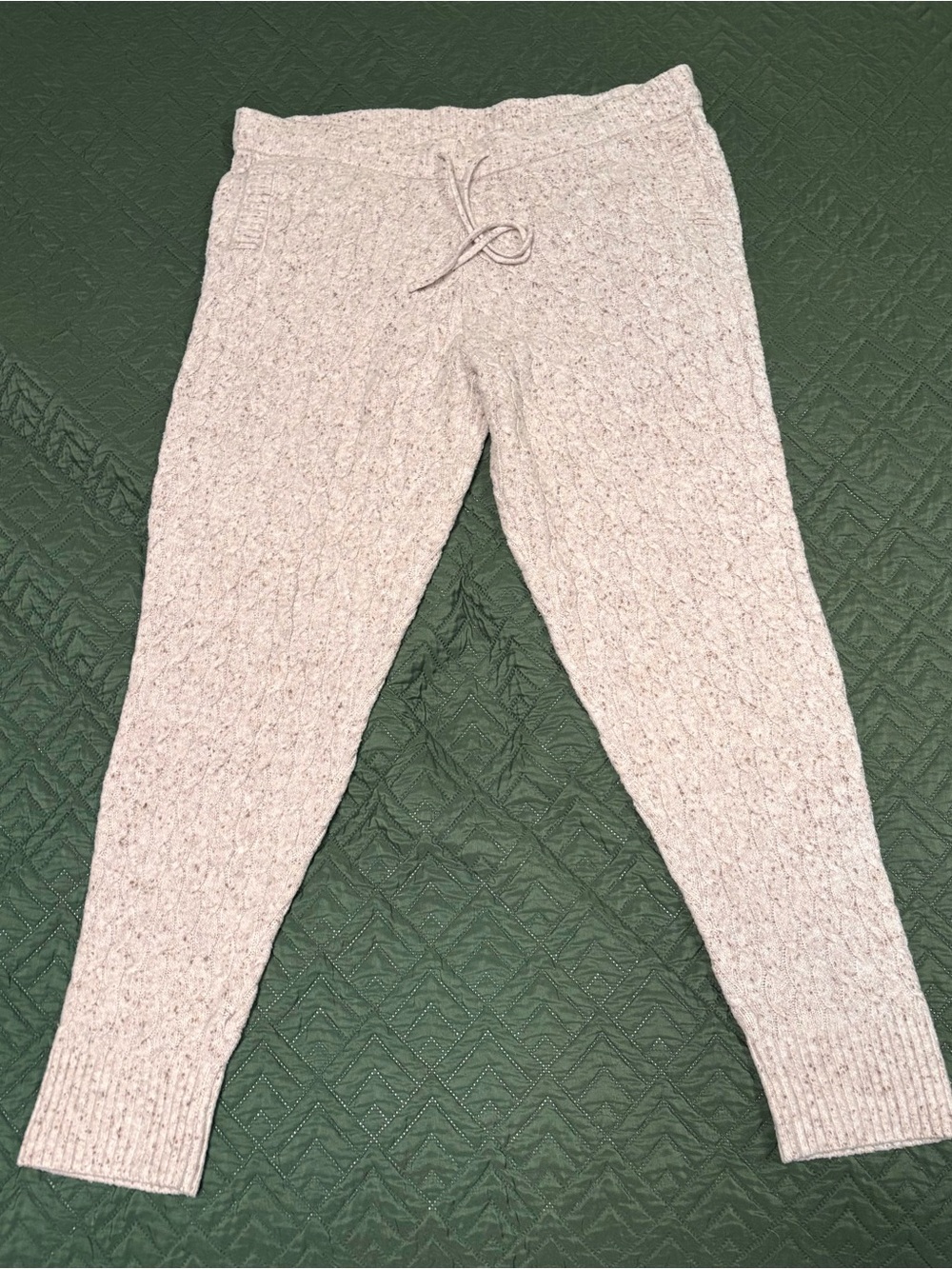 Auden Speckled Cream Cable Knit Loungewear Set- Top L/Bottoms XL - Picture 5 of 6